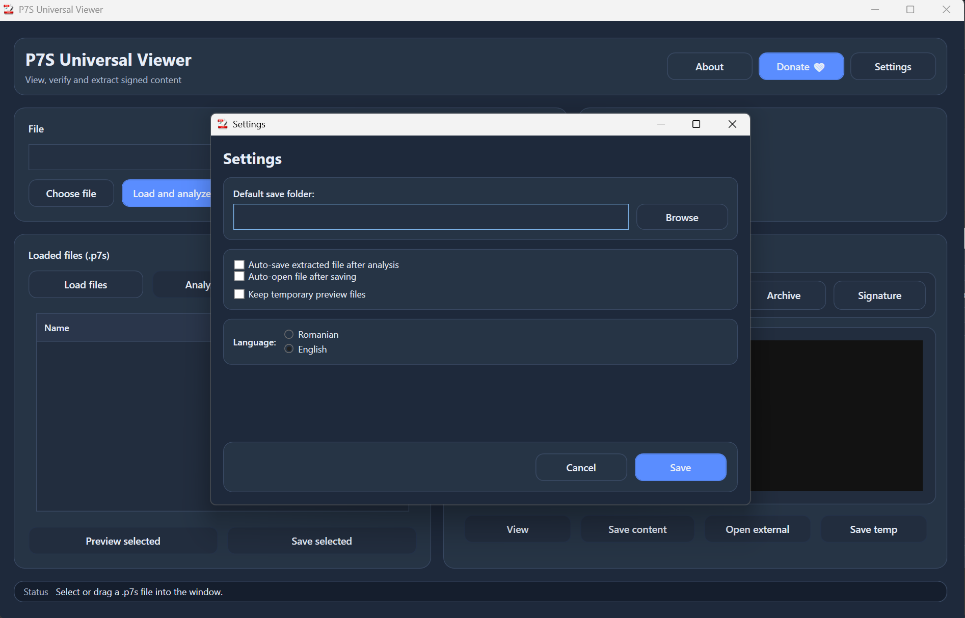 P7S Universal Viewer secondary screen